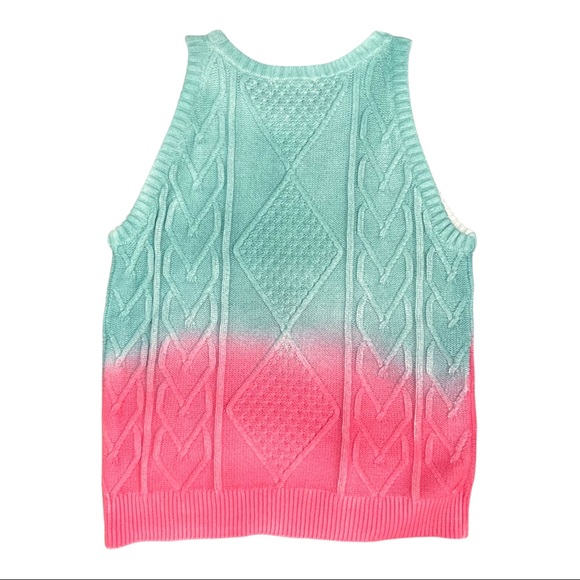 525 America Crystal Blue & Pink Color-Block Diamond-Knit Crewneck Tank NWT XS - Picture 5 of 10